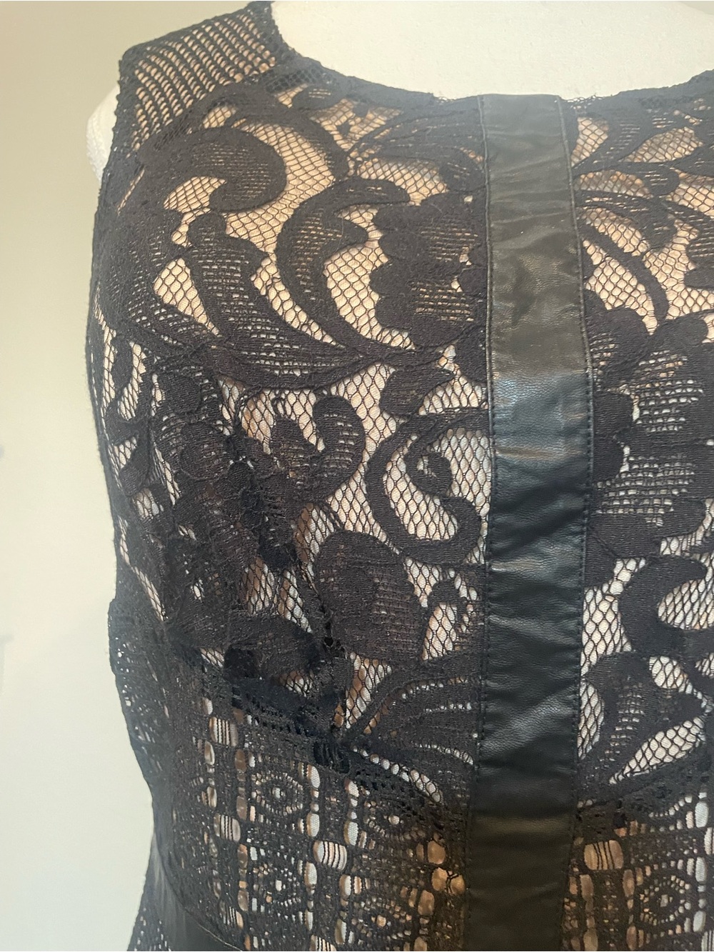 Mossimo Supply Co. Black Lace Mini Dress natural lining with Sheer Insets size L - Picture 4 of 15